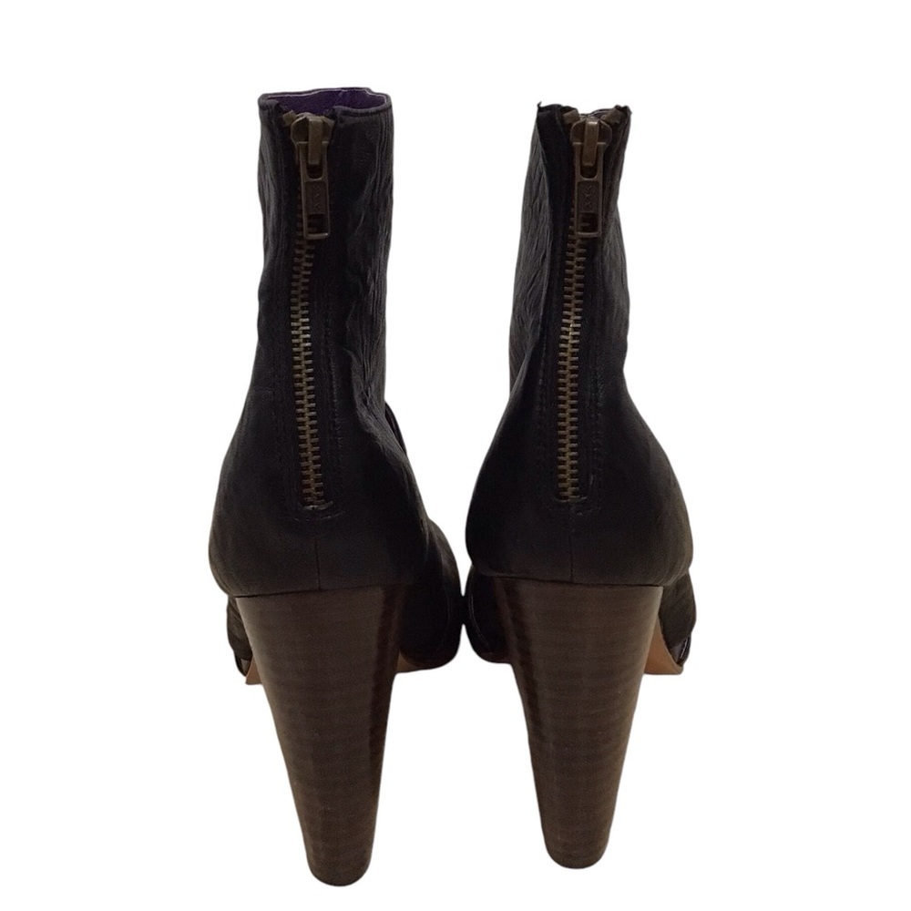 Anthropologie Gee Wa Wa Black Leather Gladiator Peep Toe Heels - Picture 6 of 9